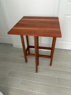New counter height wood side table/stand up desk/kitchen island folds up and down 35hx23Lx13D down 13W