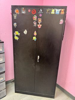 Black Metal Storage Cabinet with Locking Doors