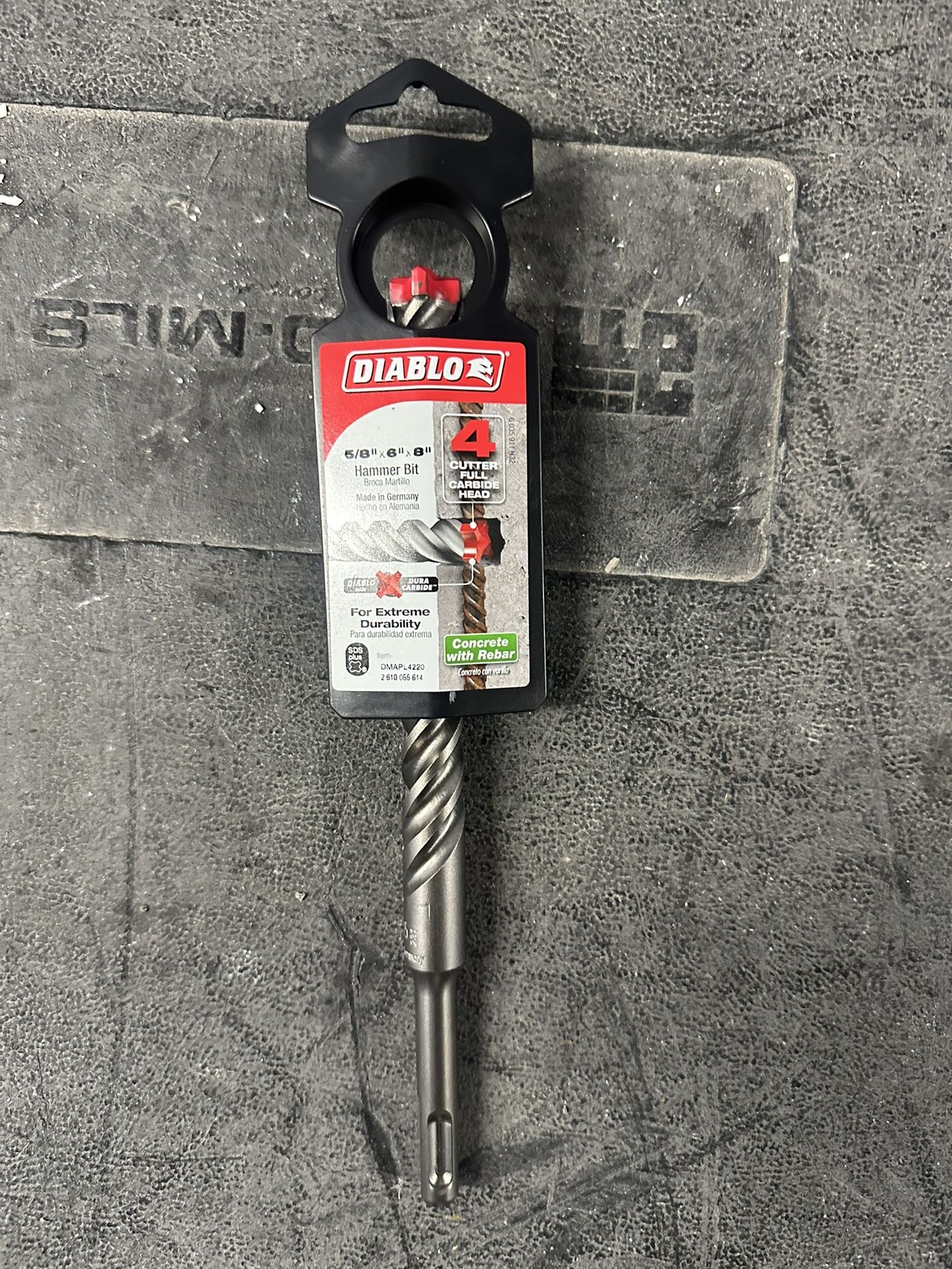 Diablo 5/8” x 6” x 8” SDS-Plus Hammer Drill Bit 4-Cutter Carbide Head Germany