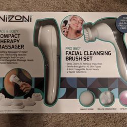 Compact Massager and Facial Cleansing Brush Set -