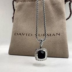 David Yurman Petite Albion Pendant Necklace with Black Onyx and Diamonds