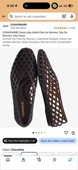 CUSHIONAIRE Siesta Women's Jelly Ballet Flats Size 8 Chocolate - NEW
