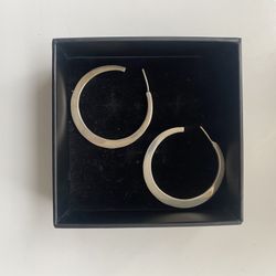 Large Sterling Silver Open Hoop Earrings For Pierced Era