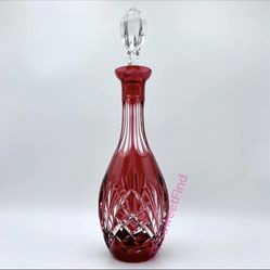 Nachtmann Nierstein Cranberry Ruby Cut to Clear Crystal Decanter & Original Stopper RARE Vintage 1960s MINT Like New (matches Gorham Cherrywood)