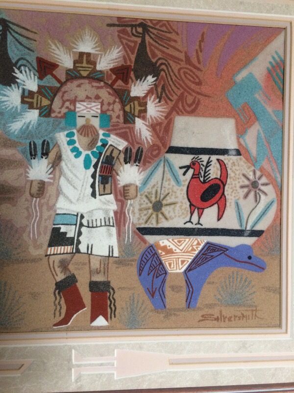 Authentic Navajo sand painting picture by silversmith