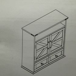 farmhouse-style sideboard buffet cabinet features barn-door style glass panels and lower drawers for versatile storage