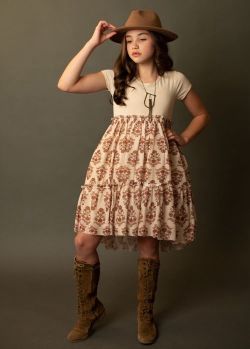 New with tag Joyfolie LORELEI DRESS IN ECRU BLOCK PRINT size 8