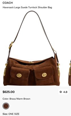 Coach Haversack Large Suede Turnlock Shoulder Bag