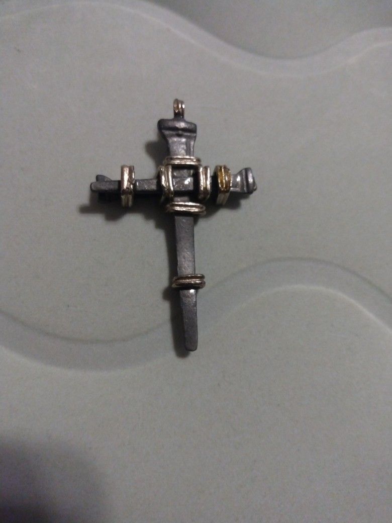  Antique Pewter Cross Charm 