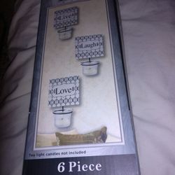 6 Piece Wall Sconce Set Tea Light Candle Holders White Black Home Decor. Brand New.