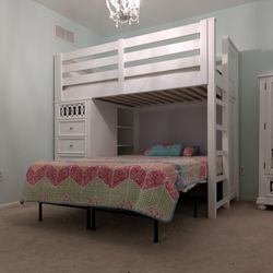 Full Bedroom set - Twin Over Full Bunk Beds With Mirrored Armoire