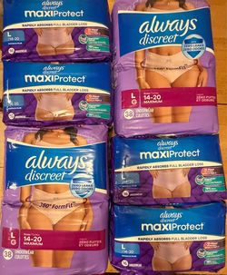 Always Discreet Adult Diapers for Women 76+64. Russell/Boulder area