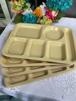 Vintage SiLite Lunch Trays Melamine School Cafeteria Lunch Trays 14x10