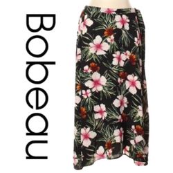 Bobeau Nordstrom Tropical Hibiscus Midi Skirt Size S PRICE FIRM