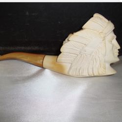 Vintage Meerschaum Indian Chief Head Pipe w/Case