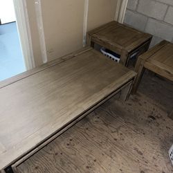 Modern Rustic Heavy Quality Coffee Table And 2 Side Tables 