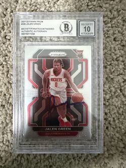 Jalen Green Houston Rockets Autographed 2021-22 Panini Prizm #306 Beckett Fanatics Witnessed Authenticated 10 Rookie Card