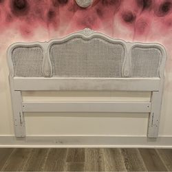 White wicker shabby boho chic woven wood headboard