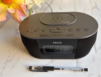 iHome TIMEBASE Bluetooth Speaker Alarm Clock - Wireless Charging & USB Port