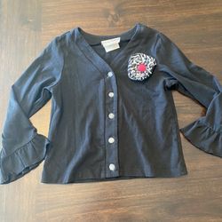 Girls Black Zebra Cardigan Shirt Size 5 By Rare Editions #19