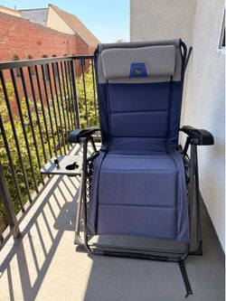 Zero Gravity Lounger with Side Table and Adjustable Headrest