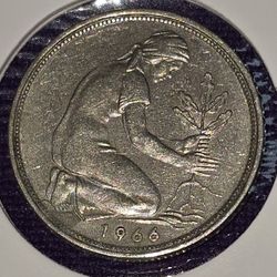 1966J Germany 50 Pfennig Coin