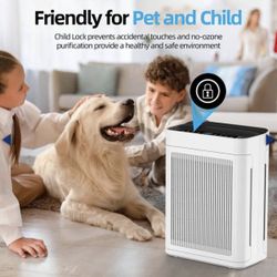 New - Edendirect 3000 sq. ft. White HEPA Personal Room Air Purifier with Smart Controls and Whisper-Quiet, Air Quality Monitoring