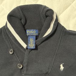 Kids Black Sweatshirt With Collar, Ralph Lauren