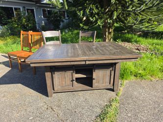 Dining table with storage and 4 chairs