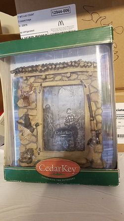 Picture frame hunting stone cabin