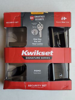 Kwikset Pismo square matte Black smartkey Entry lock set