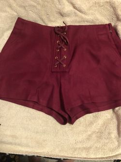 Burgundy high waisted shorts new