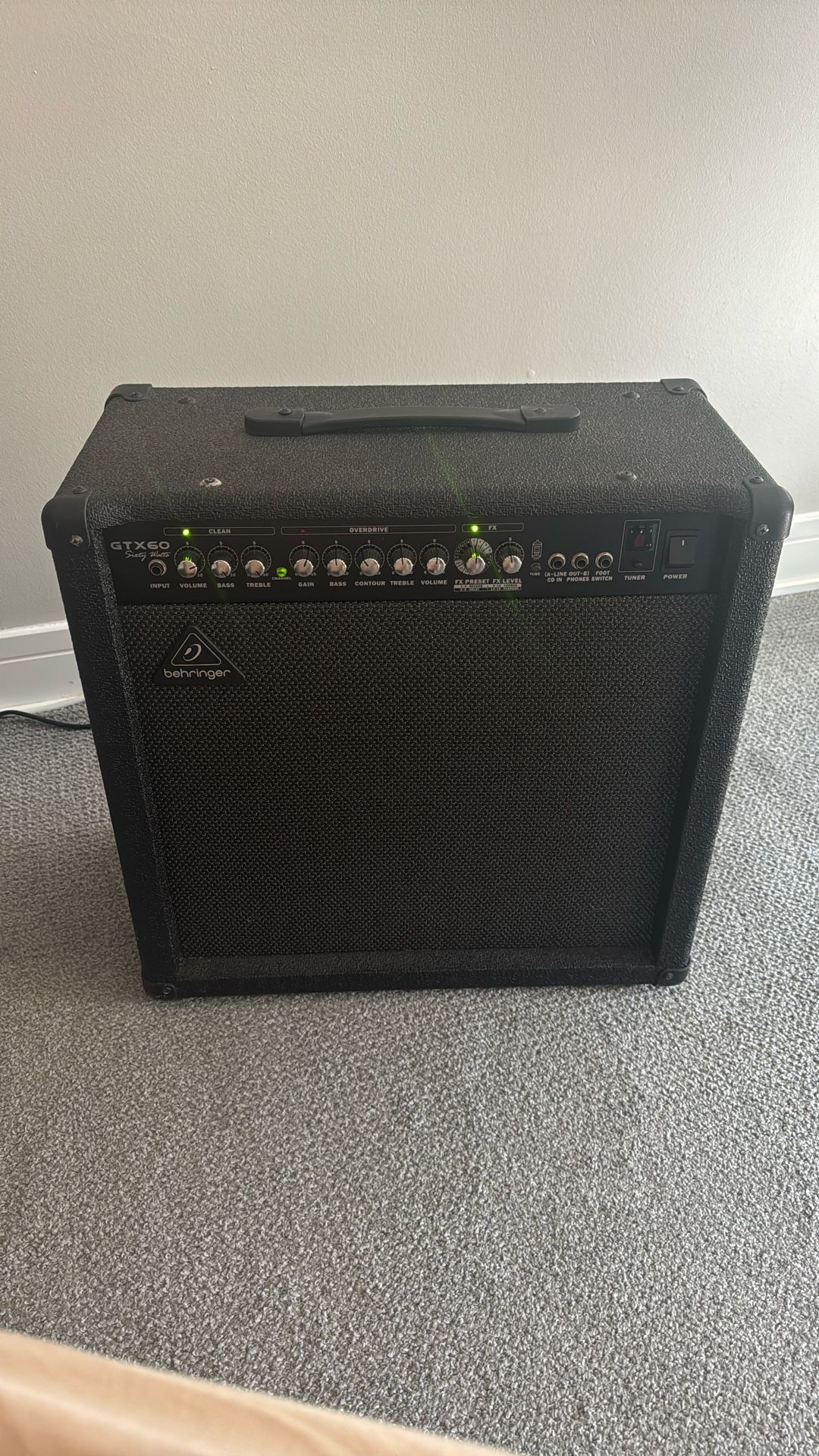 Behringer GUITAR AMPLIFIER GTX60 60 Watt Guitar Amplifier with 2 Independent Channels, FX, Tuner, Tube Modeling and Original Bugera 12" Speaker