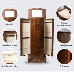 Zakhar 17.25" Wide Freestanding Jewelry Armoire with Mirror