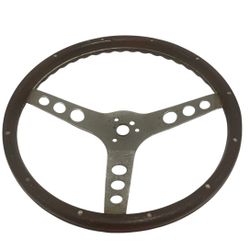 Vintage Superior Performance Flat Wood 13.5” Wooden Steering Wheel
