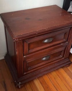 Matching Solid Wood Nightstands (Set of 2) – Dark Cherry Finish