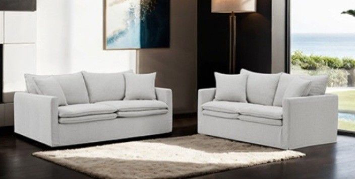 Brand New Grey Super Plush Sofa & Loveseat