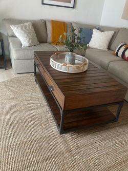 Wood + Iron Coffee Table + Side Table Set