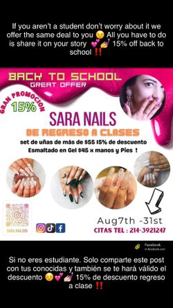 15% OFF ANY SET ‼️ 15% OFF EN CUAL QUIER UÑAS 💅
