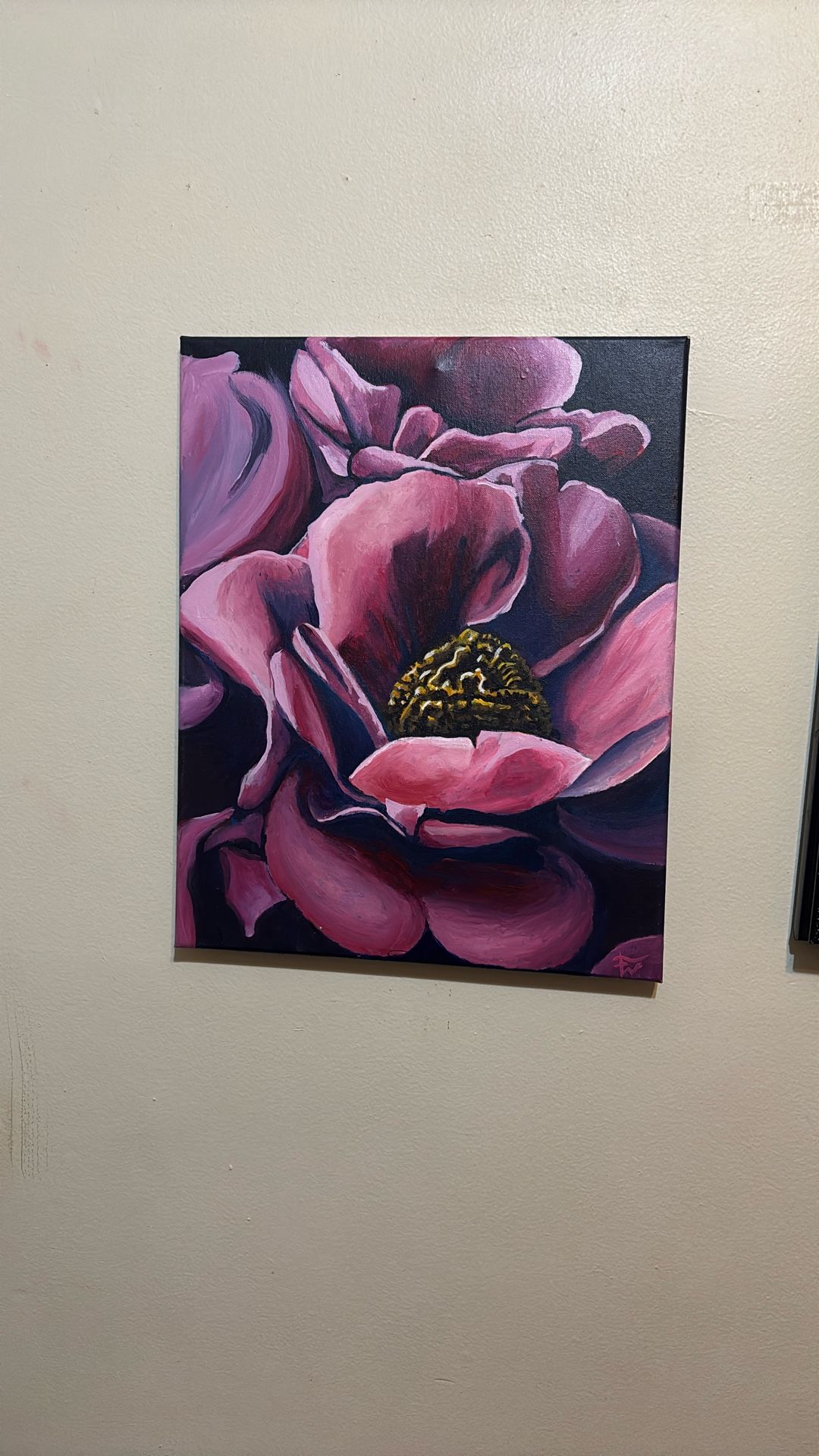 Acrylic Pink Peony Painting