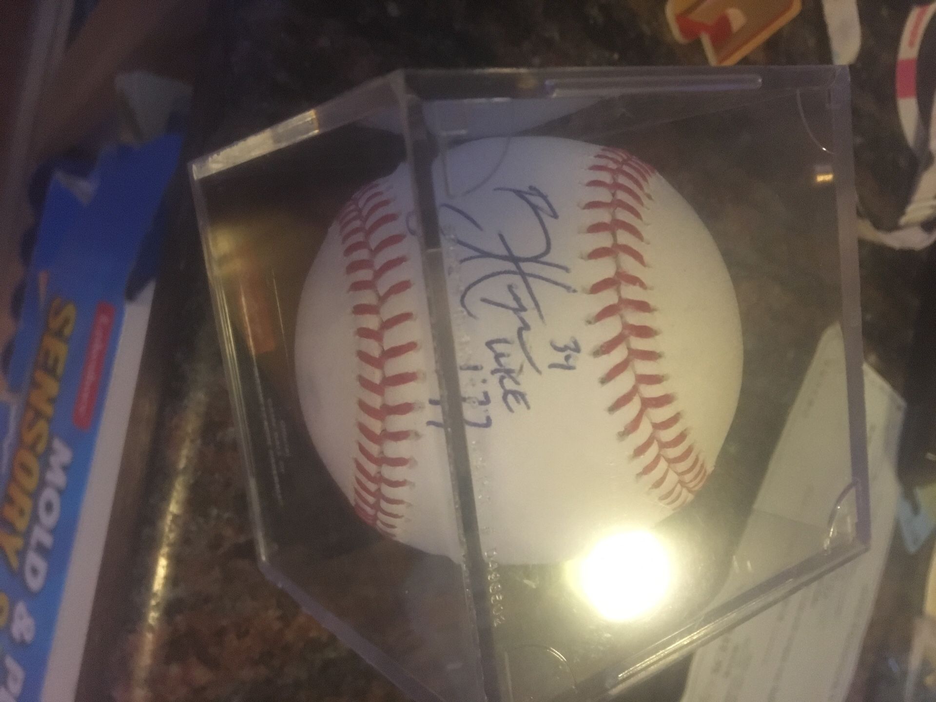 Bryce Harper autographed baseball with Luke 1.37 #34 inscription