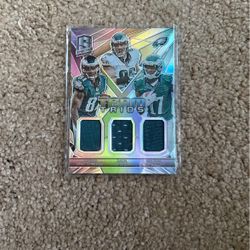 Jordan Matthews/ Zach Ertz/ Nelson Agholor Triple Memorabilia Card 