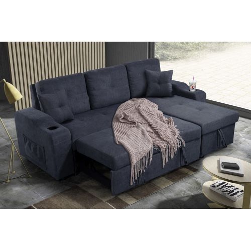 BRAND NEW SECTIONAL SLEEPER COUCH WITH CUP HOLDERS
