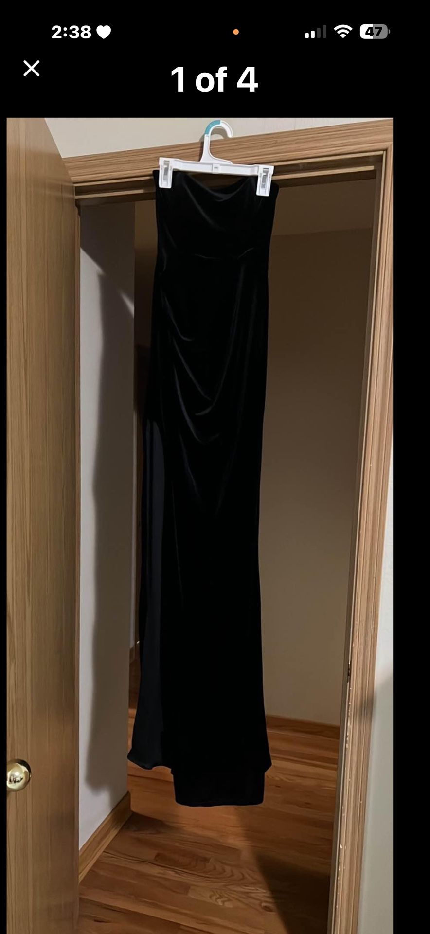 Black Long Strapless Velvet Dress With Gloves  