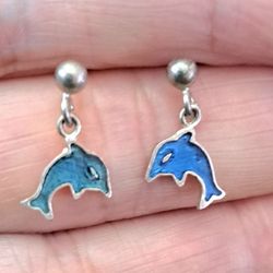 Sterling Silver Dolphin Earrings