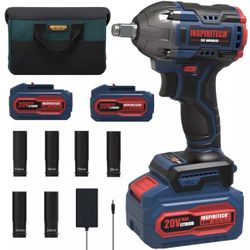 INSPIRITECH 20V 1/2 inch Cordless Impact Wrench with 2 Batteries