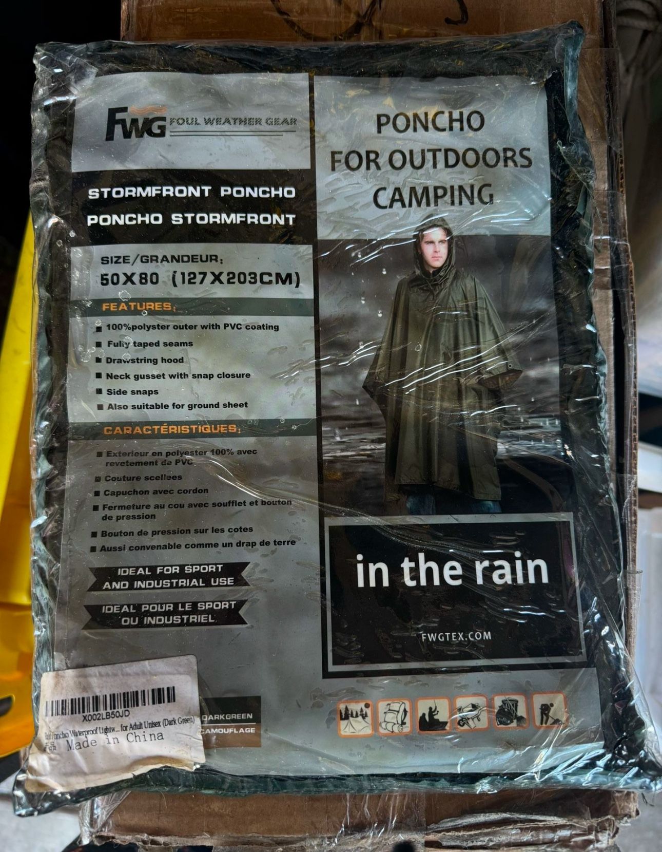 FWG Rain Poncho Waterproof Raincoat For Adult