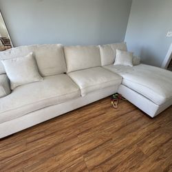 74” Overstuffed Sofa With left Sided Chaise Lounge