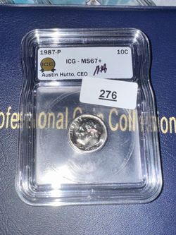 1987-P Roosevelt Dime ICG MS67+