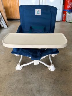 Hiccapop OmniBoost Travel Booster Chair with Tray, Folding Portable Booster Seat for Dining Table, Camping, Beach